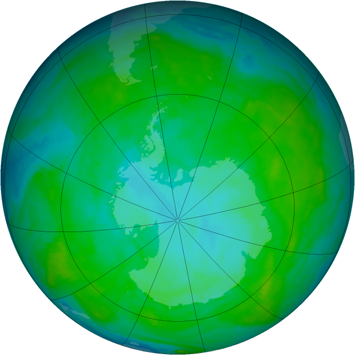 Antarctic ozone map for 14 January 1988